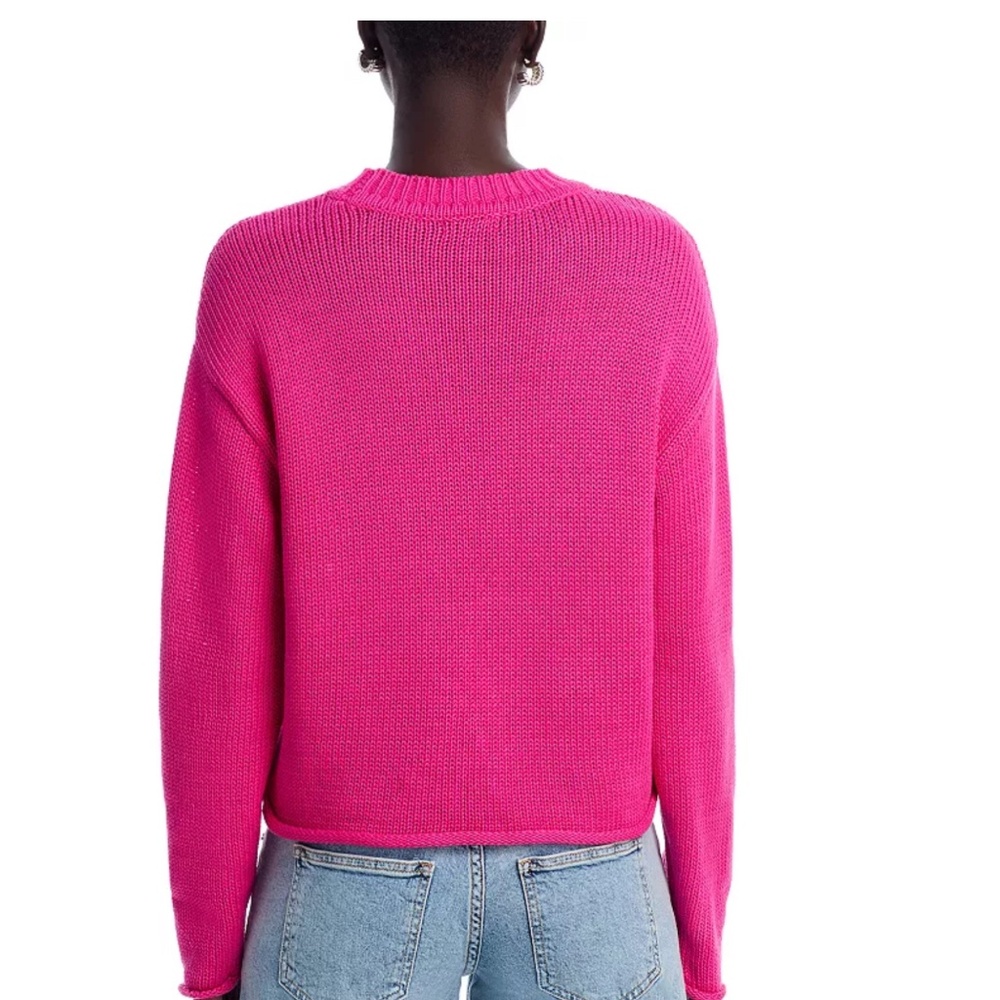 AQUA Drop Shoulder Crewneck Knit Sweatshirt Sweater – Pink – Size S – NWT - Picture 2 of 6